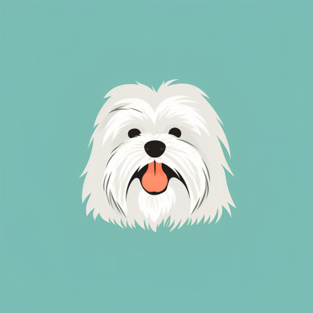 Cute Maltese dog. Vector illustration. Isolated on green background.の素材