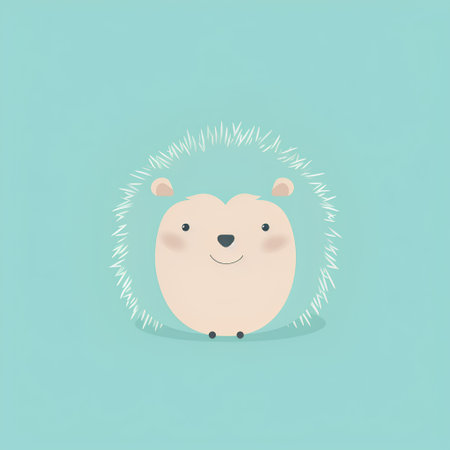 Cute hedgehog isolated on blue background. Vector cartoon illustration.の素材