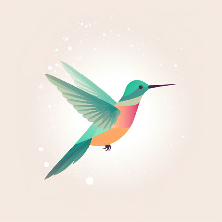 Colorful hummingbird on a pink background. Vector illustration in flat style.の素材