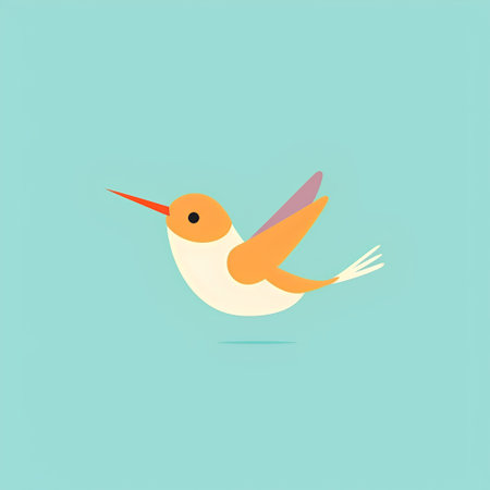 Cute cartoon hummingbird. Vector illustration in flat design style.の素材