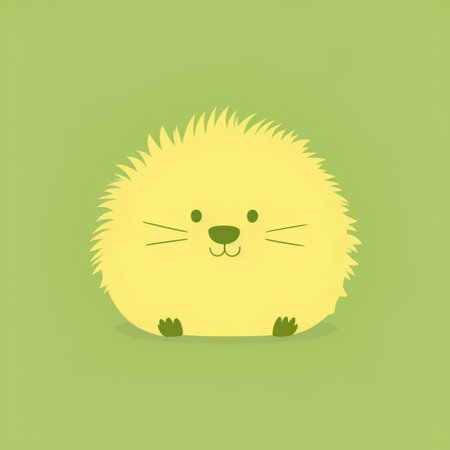 Cute hedgehog on a green background. Vector Illustration.の素材