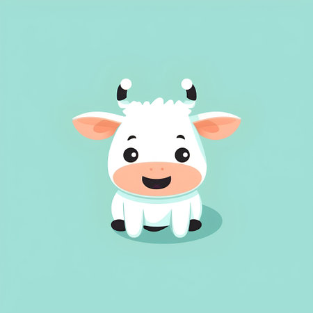 Cute cartoon cow. Cute animal character. Vector illustration.の素材