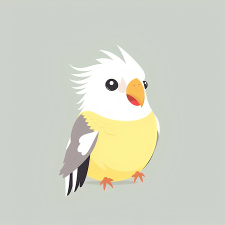 Cute parrot bird. Vector illustration in flat style. Isolated on white background.の素材