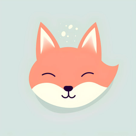 Cute fox face. Vector illustration in cartoon style. Flat design.の素材