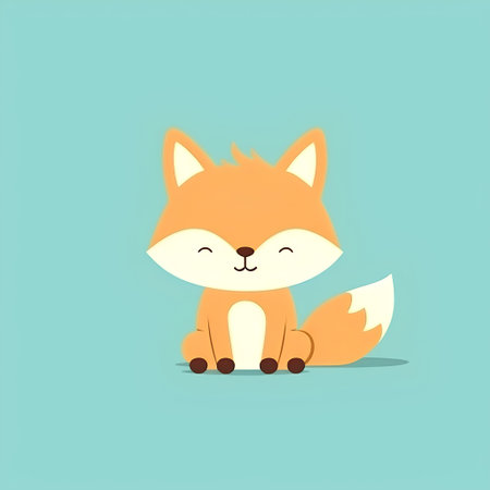 Cute cartoon fox. Vector illustration of a cute little fox.の素材