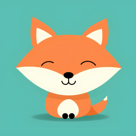 Cute cartoon fox character. Vector illustration in flat design style.の素材
