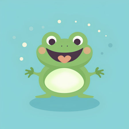 Frog icon. Cute cartoon character. Flat design. Vector illustrationの素材