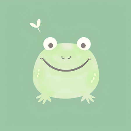 Cute cartoon frog. Vector illustration of a funny green frog.の素材