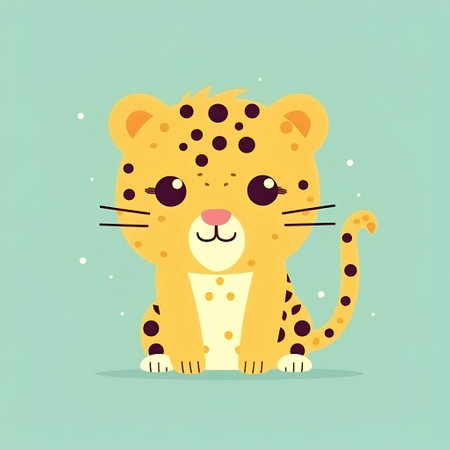 Cute cartoon leopard. Vector illustration in a flat style.の素材