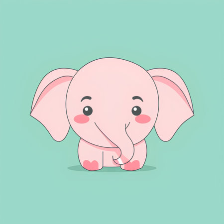 Cute cartoon elephant. Vector illustration of a cute baby elephant.の素材
