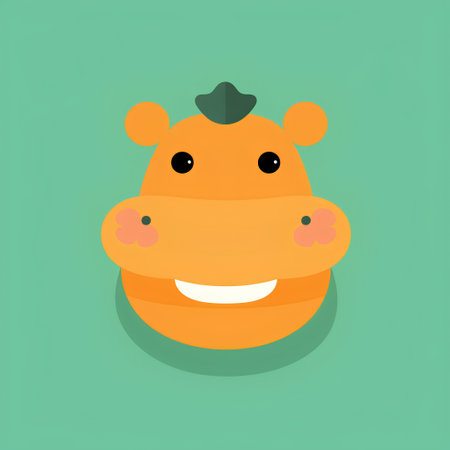 Cute hippopotamus emoji. Vector illustration in flat style.の素材