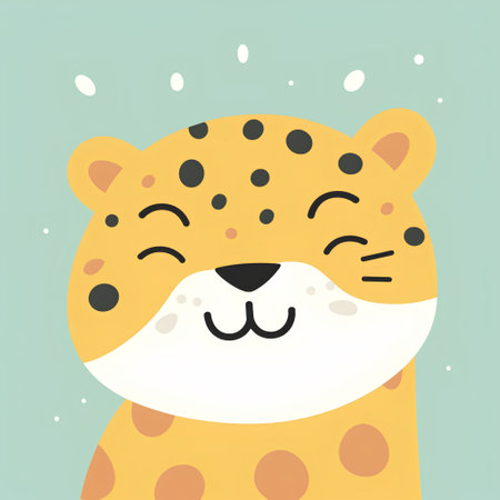 Cute cartoon leopard. Vector illustration in a flat style.の素材