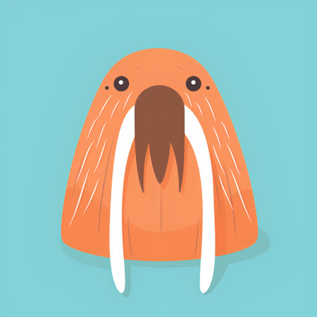 Walrus vector illustration in flat cartoon style. Sea animal icon.の素材