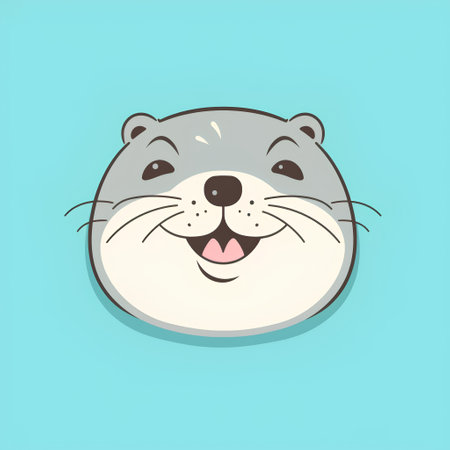 Cute otter face. Vector illustration in flat cartoon style.の素材