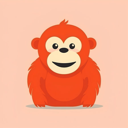 Cute cartoon monkey. Vector illustration in flat style. Cartoon character.の素材
