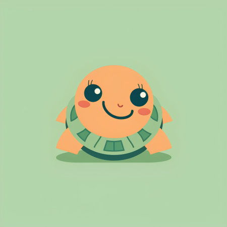 Cute turtle character. Vector illustration in flat style. Cartoon character.の素材
