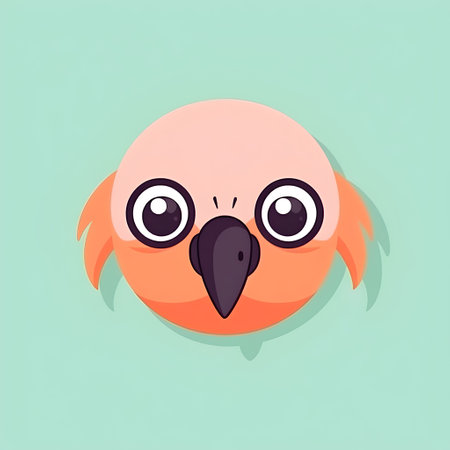 Cute cartoon parrot character. Vector illustration in flat design.の素材