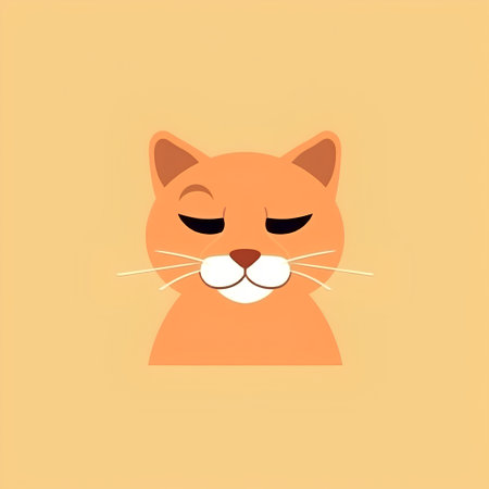 Cute cartoon cat with closed eyes. Vector illustration. Flat designの素材