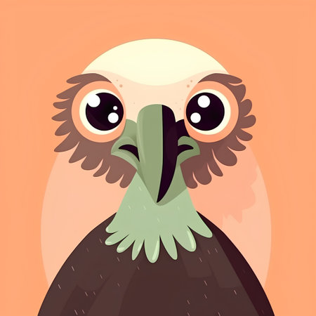 Cute cartoon vulture. Vector illustration in a flat style.の素材