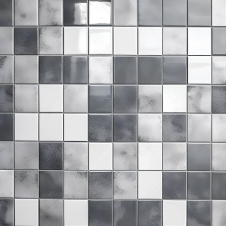 Ceramic tile wall texture background, square tile mosaic pattern.の素材