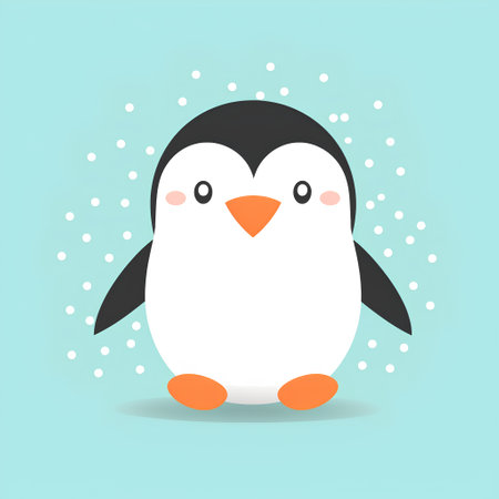 Cute penguin. Vector illustration in flat style. Cute animal.の素材
