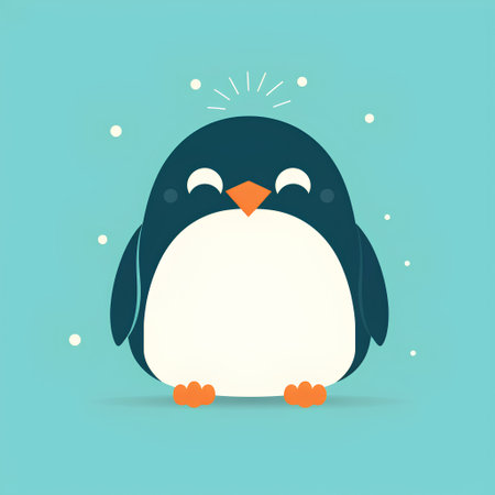Cute penguin icon. Vector illustration in flat cartoon style.の素材