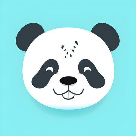 Panda face. Cute cartoon character. Vector illustration. Flat design.の素材
