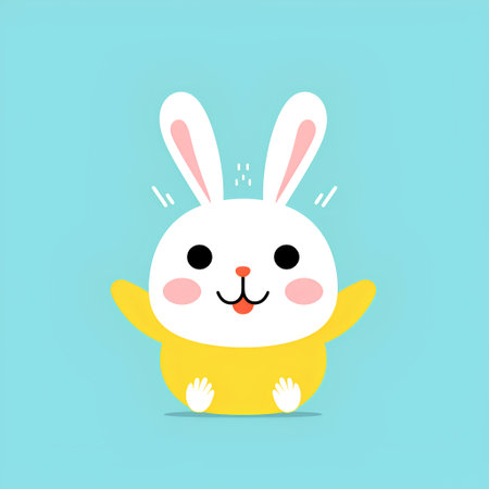 Cute Easter bunny character. Vector illustration in flat design style.の素材