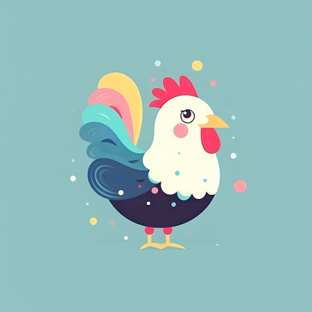 Cute cartoon rooster. Vector illustration in flat design style.の素材