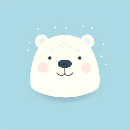 Cute polar bear head. Vector illustration in flat cartoon style.の素材
