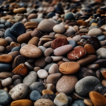 Colorful pebble stones on the beach, close-upの素材