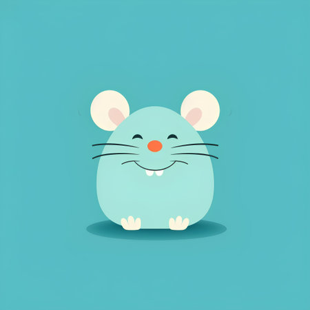 Cute cartoon mouse on a blue background. Vector illustration for your design.の素材