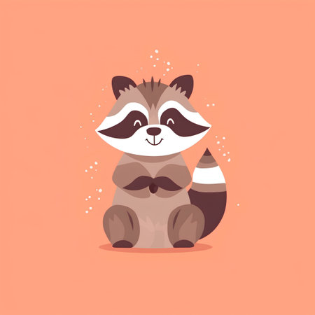 Cute cartoon raccoon. Vector illustration in a flat style.の素材