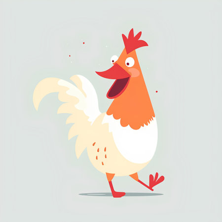 Cute rooster vector illustration. Cartoon rooster character. Flat design.の素材