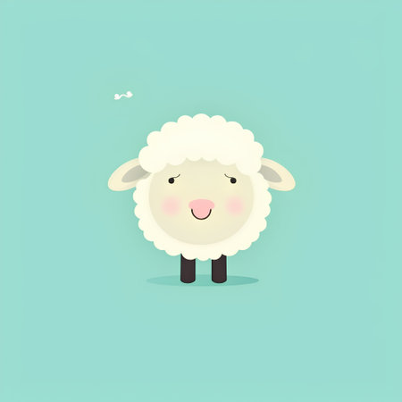 Cute cartoon sheep character. Vector illustration. Flat design style.の素材