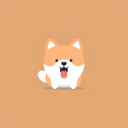 Cute Akita Inu dog character. Vector illustration in flat styleの素材