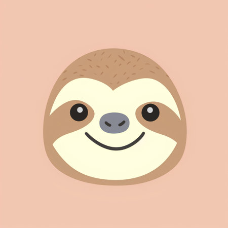 Cute cartoon sloth face. Vector illustration in flat style.の素材