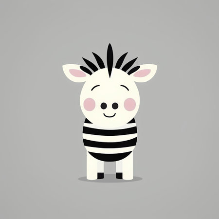 Cute zebra cartoon character. Vector illustration in flat style.の素材