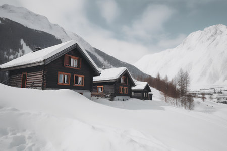 Winter in the swiss alps (Braunwald, Switzerland)の素材