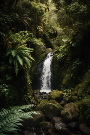 Tropical waterfall in the rainforest of Costa Rica, Central Americaの素材