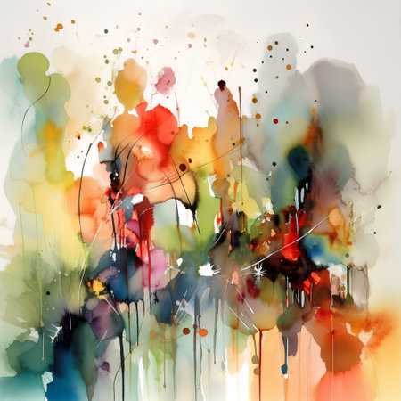 Abstract watercolor background with colorful flowers. Hand-drawn illustration.の素材