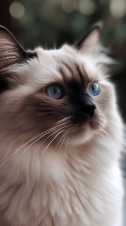 Portrait of a beautiful ragdoll cat with blue eyes.の素材