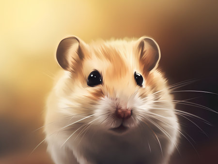Hamster portrait on a yellow background. Vector illustration of hamster.の素材