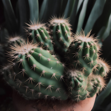 cactus in pot with filter effect retro vintage style and soft focusの素材