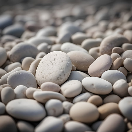 white pebble stones on the beach, shallow depth of fieldの素材