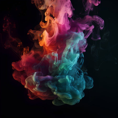 Colorful smoke isolated on black background. Abstract background for design.の素材