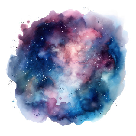 Watercolor galaxy background. Watercolor hand drawn illustration for your designの素材
