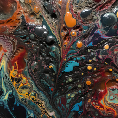 Abstract background of acrylic paint in blue and red tones. Computer generated graphics.の素材