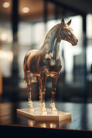 Horse statue in the museum. 3d rendering and illustration.の素材