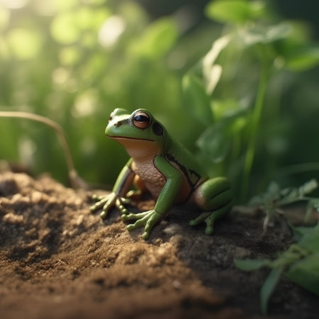 European tree frog (Hyla arborea) on the groundの素材